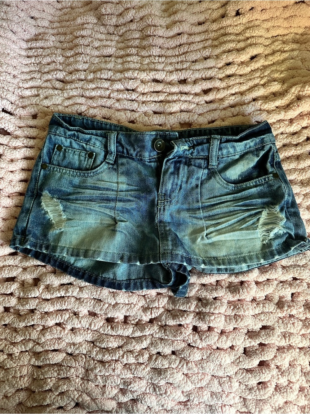Distressed Blue Denim  Shorts
